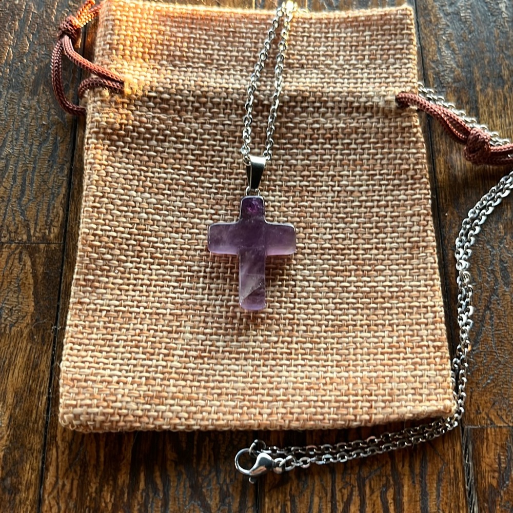 Amethyst Cross Necklace Amethyst Necklace Amethyst Pendant Amethyst Quartz
